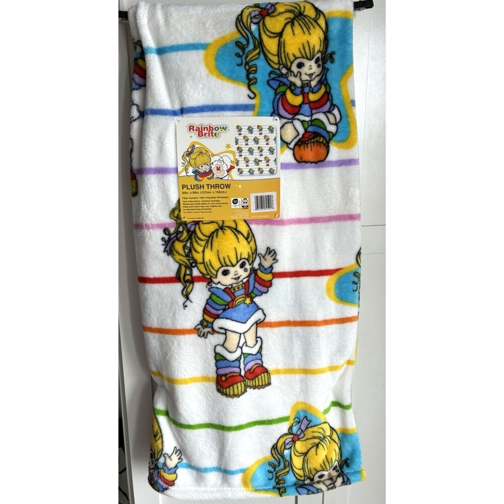 New With Tags Rainbow Brite Plush Throw Blanket Size 50"x 60"